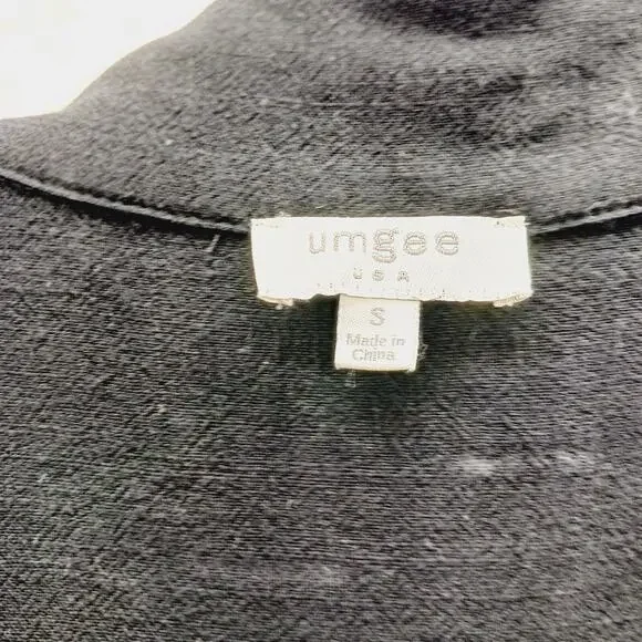 Blouse Size S Black Beige Ombre Linen Whimsycore Y2K Festival Edgy Soft Grunge - Picture 13 of 13